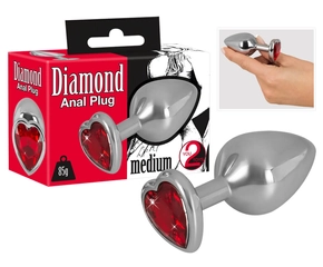 Diamond - 85g-os alumínium anál dildó (ezüst-piros)