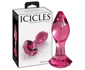 Icicles No. 79 - kúpos üveg anál dildó (pink)