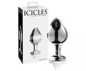 Icicles No. 25 - kúpos, üveg anál dildó (áttetsző)