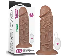 10.5'' Realistic Chubby Vibrating Dildo Brown